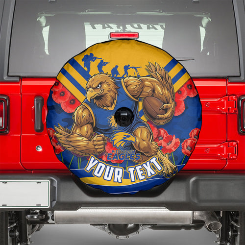 Personalised West Coast Eagles ANZAC Spare Tire Cover Military Remembrance Australian Football Mascot Camouflage