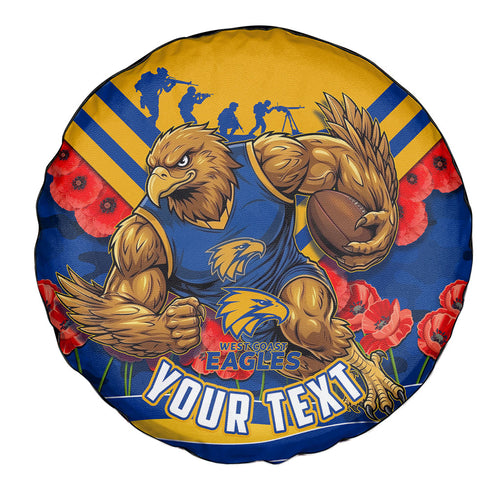 Personalised West Coast Eagles ANZAC Spare Tire Cover Military Remembrance Australian Football Mascot Camouflage