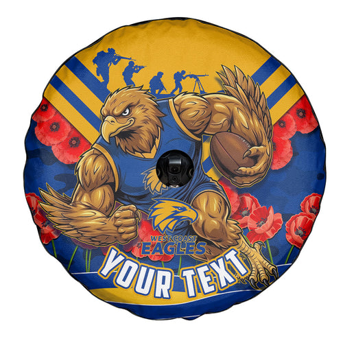 Personalised West Coast Eagles ANZAC Spare Tire Cover Military Remembrance Australian Football Mascot Camouflage