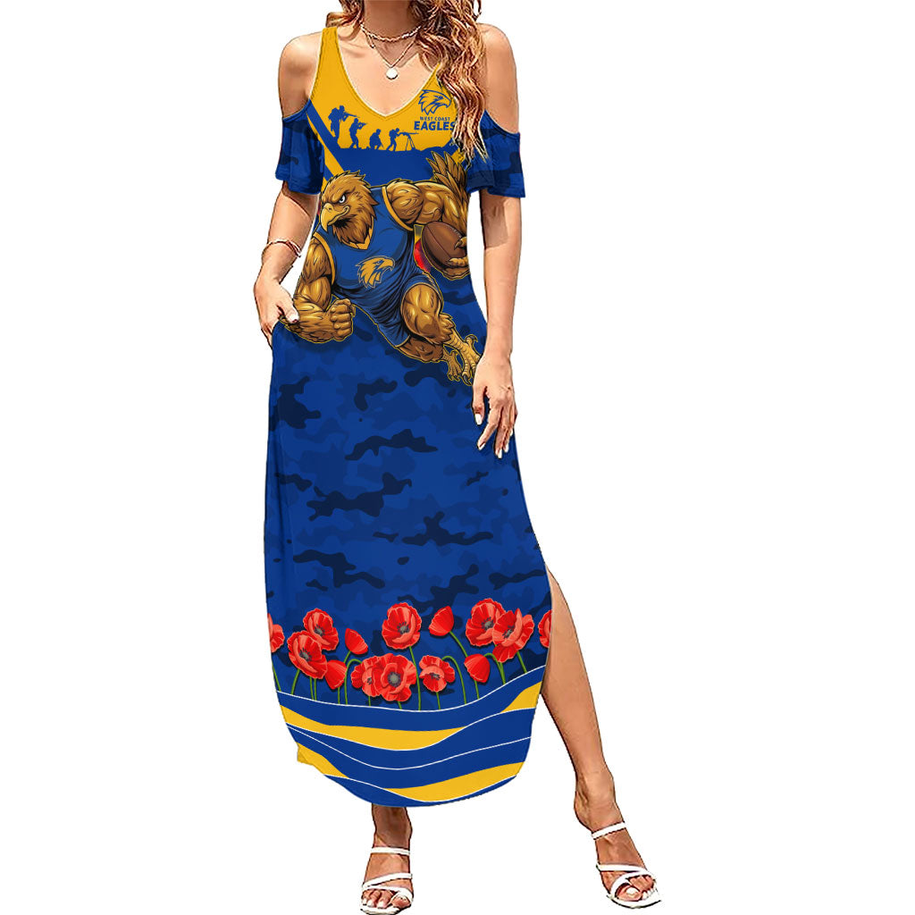 Personalised West Coast Eagles ANZAC Summer Maxi Dress Military Remembrance Australian Football Mascot Camouflage