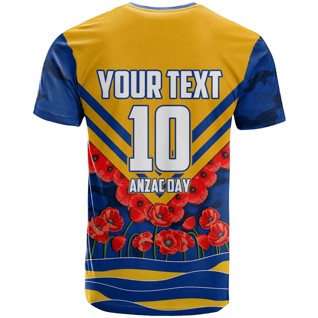 Personalised West Coast Eagles ANZAC T Shirt Military Remembrance Australian Football Mascot Camouflage