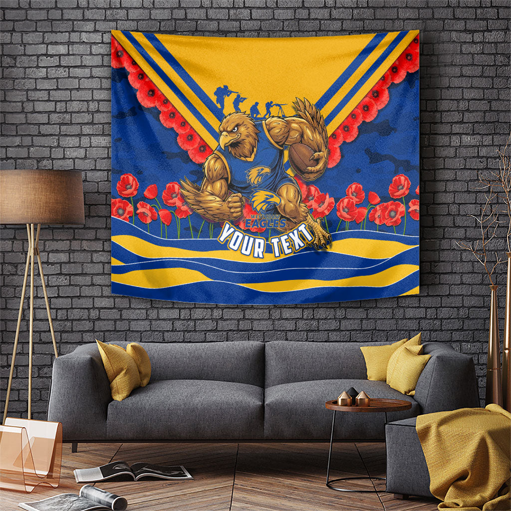 Personalised West Coast Eagles ANZAC Tapestry Military Remembrance Australian Football Mascot Camouflage