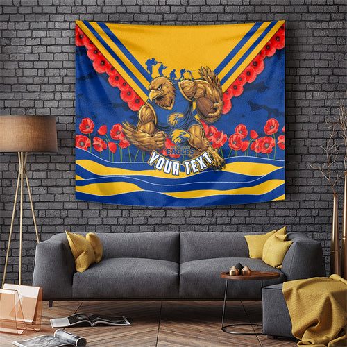 Personalised West Coast Eagles ANZAC Tapestry Military Remembrance Australian Football Mascot Camouflage