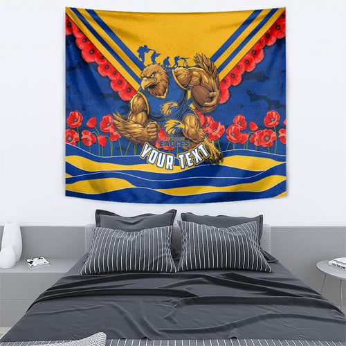 Personalised West Coast Eagles ANZAC Tapestry Military Remembrance Australian Football Mascot Camouflage
