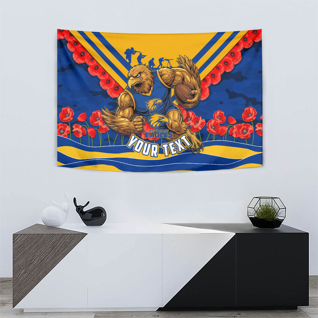 Personalised West Coast Eagles ANZAC Tapestry Military Remembrance Australian Football Mascot Camouflage