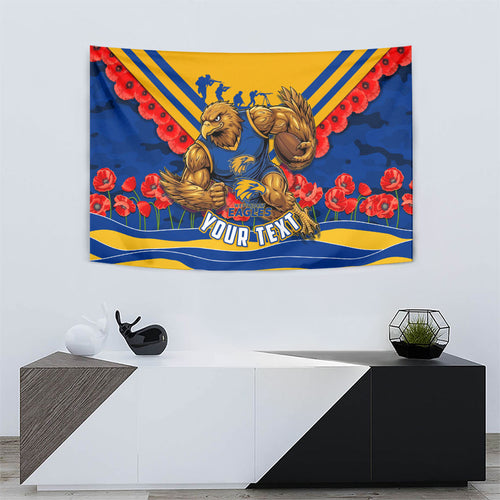 Personalised West Coast Eagles ANZAC Tapestry Military Remembrance Australian Football Mascot Camouflage
