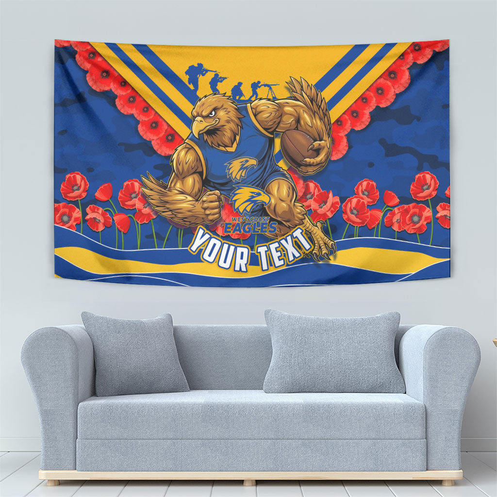 Personalised West Coast Eagles ANZAC Tapestry Military Remembrance Australian Football Mascot Camouflage