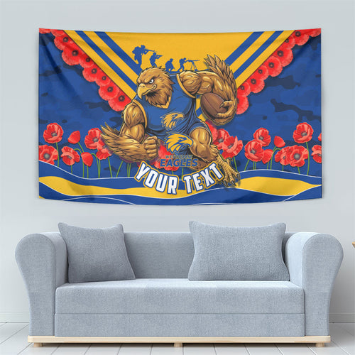 Personalised West Coast Eagles ANZAC Tapestry Military Remembrance Australian Football Mascot Camouflage