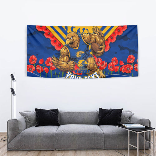 Personalised West Coast Eagles ANZAC Tapestry Military Remembrance Australian Football Mascot Camouflage