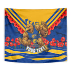 Personalised West Coast Eagles ANZAC Tapestry Military Remembrance Australian Football Mascot Camouflage