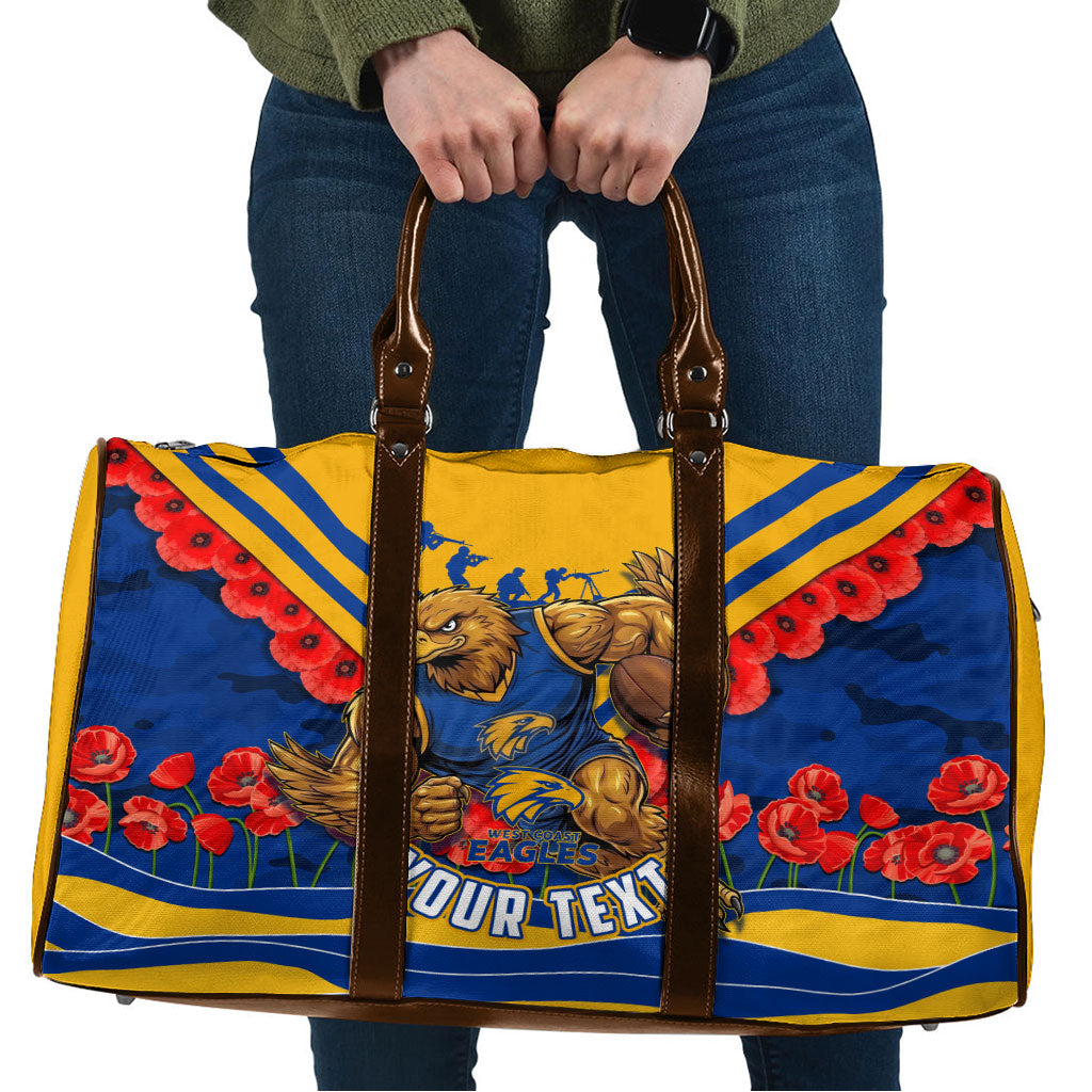 Personalised West Coast Eagles ANZAC Travel Bag Military Remembrance Australian Football Mascot Camouflage