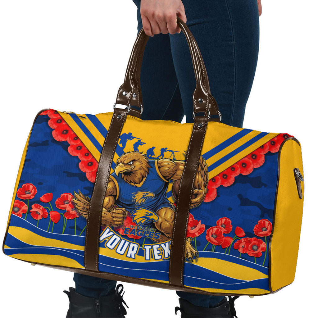 Personalised West Coast Eagles ANZAC Travel Bag Military Remembrance Australian Football Mascot Camouflage