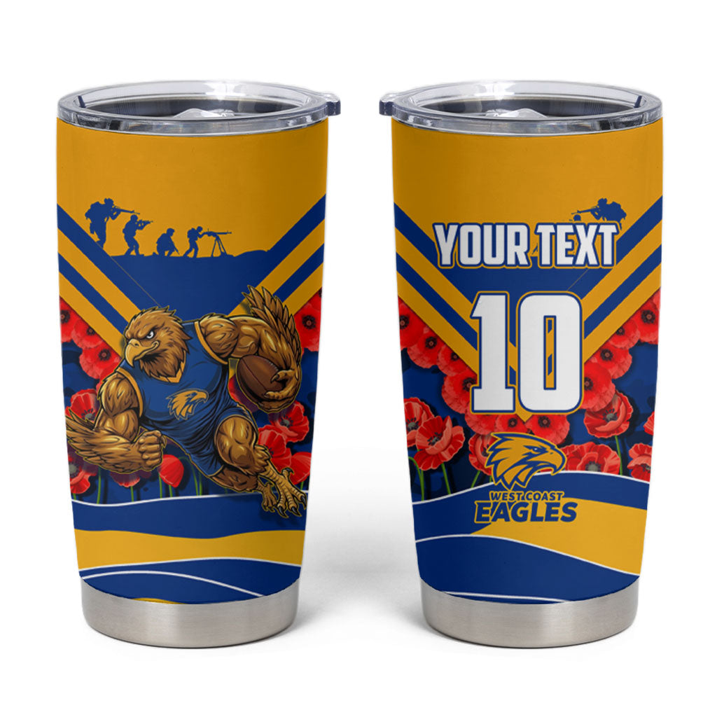 Personalised West Coast Eagles ANZAC Tumbler Cup Military Remembrance Australian Football Mascot Camouflage