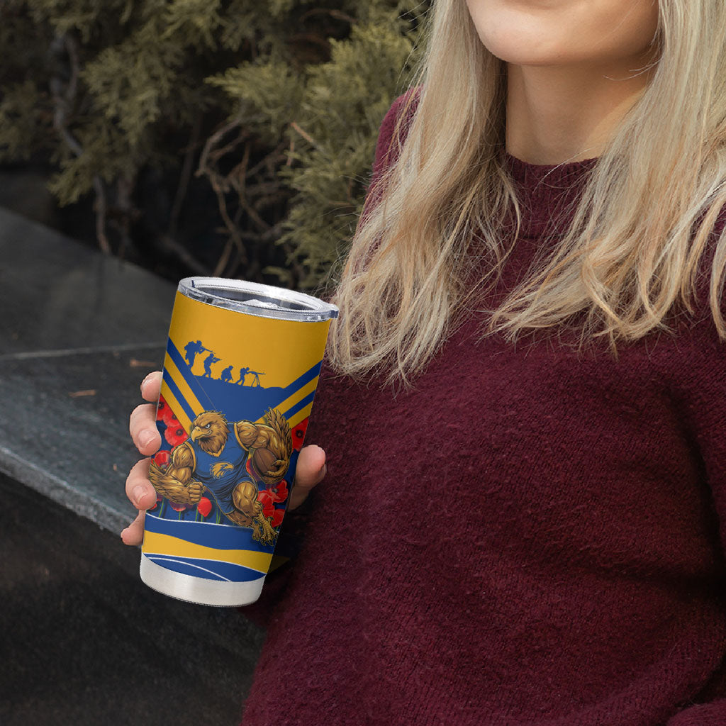 Personalised West Coast Eagles ANZAC Tumbler Cup Military Remembrance Australian Football Mascot Camouflage