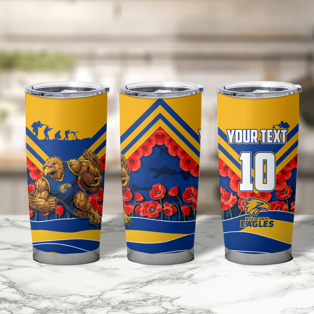 Personalised West Coast Eagles ANZAC Tumbler Cup Military Remembrance Australian Football Mascot Camouflage