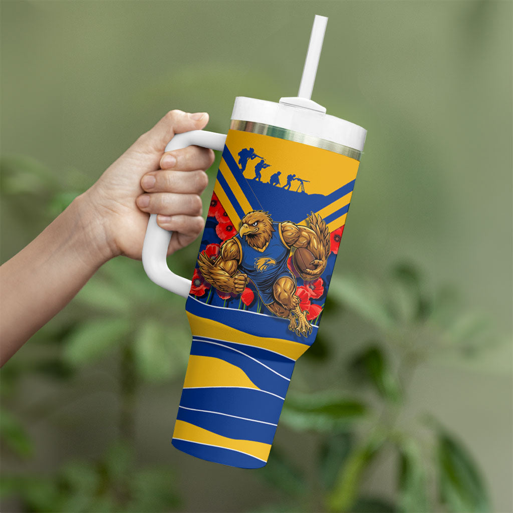 Personalised West Coast Eagles ANZAC Tumbler With Handle Military Remembrance Australian Football Mascot Camouflage