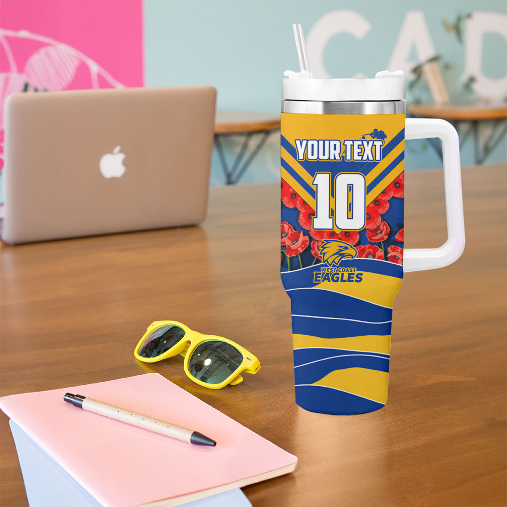 Personalised West Coast Eagles ANZAC Tumbler With Handle Military Remembrance Australian Football Mascot Camouflage