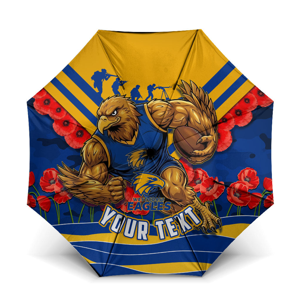 Personalised West Coast Eagles ANZAC Umbrella Military Remembrance Australian Football Mascot Camouflage