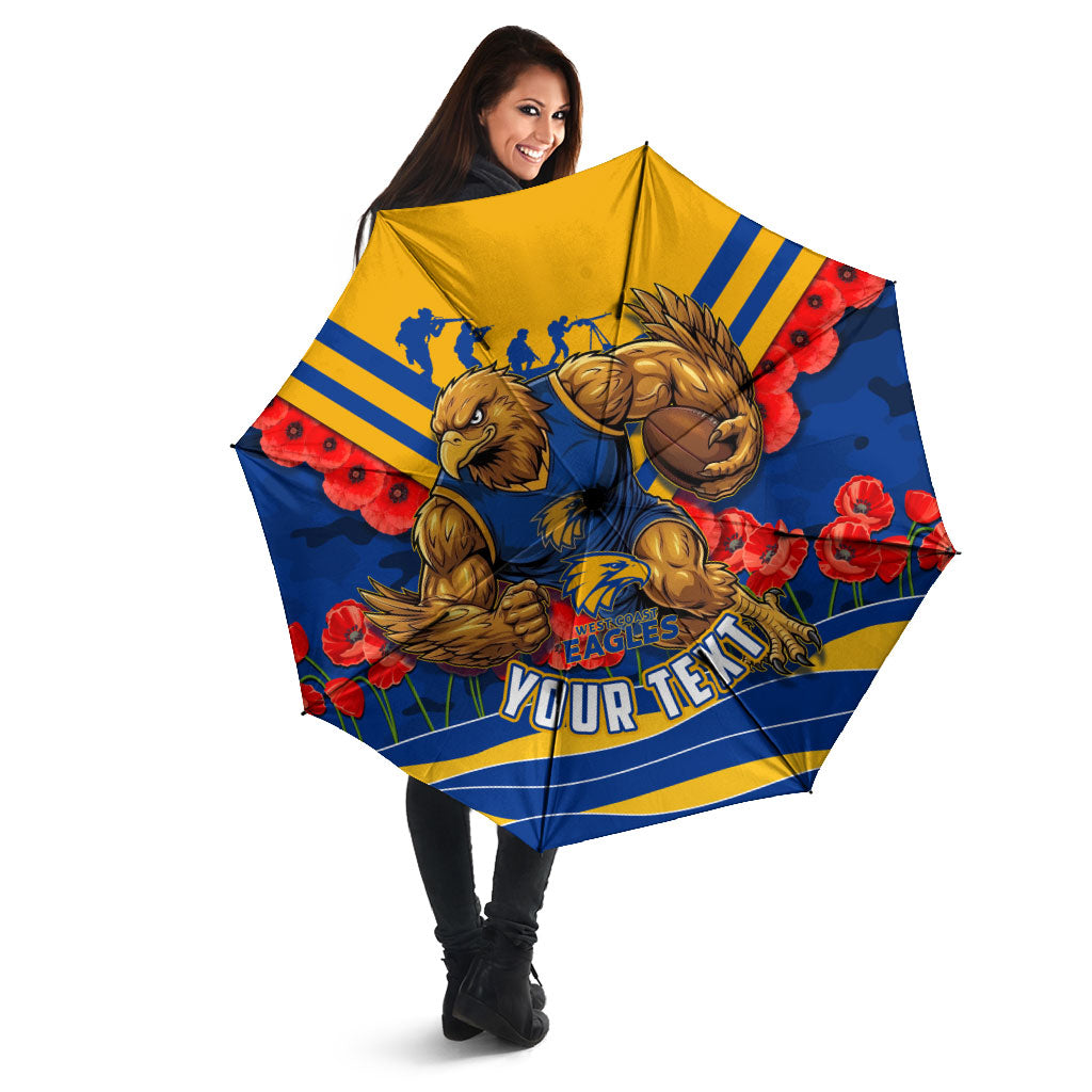 Personalised West Coast Eagles ANZAC Umbrella Military Remembrance Australian Football Mascot Camouflage