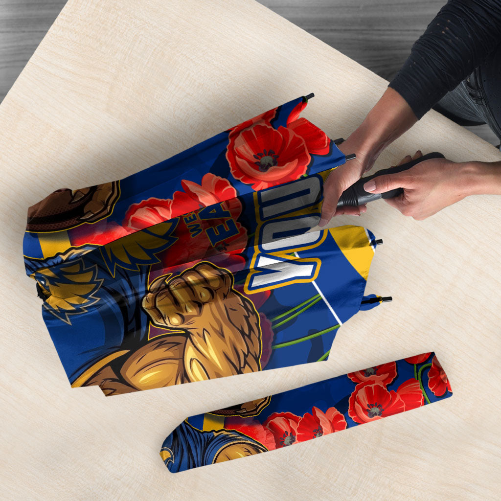 Personalised West Coast Eagles ANZAC Umbrella Military Remembrance Australian Football Mascot Camouflage
