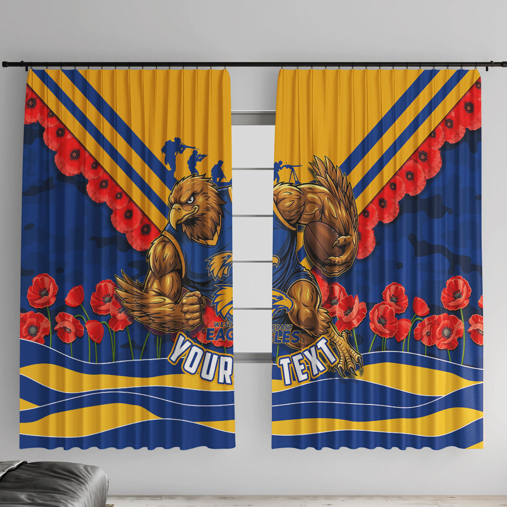 Personalised West Coast Eagles ANZAC Window Curtain Military Remembrance Australian Football Mascot Camouflage
