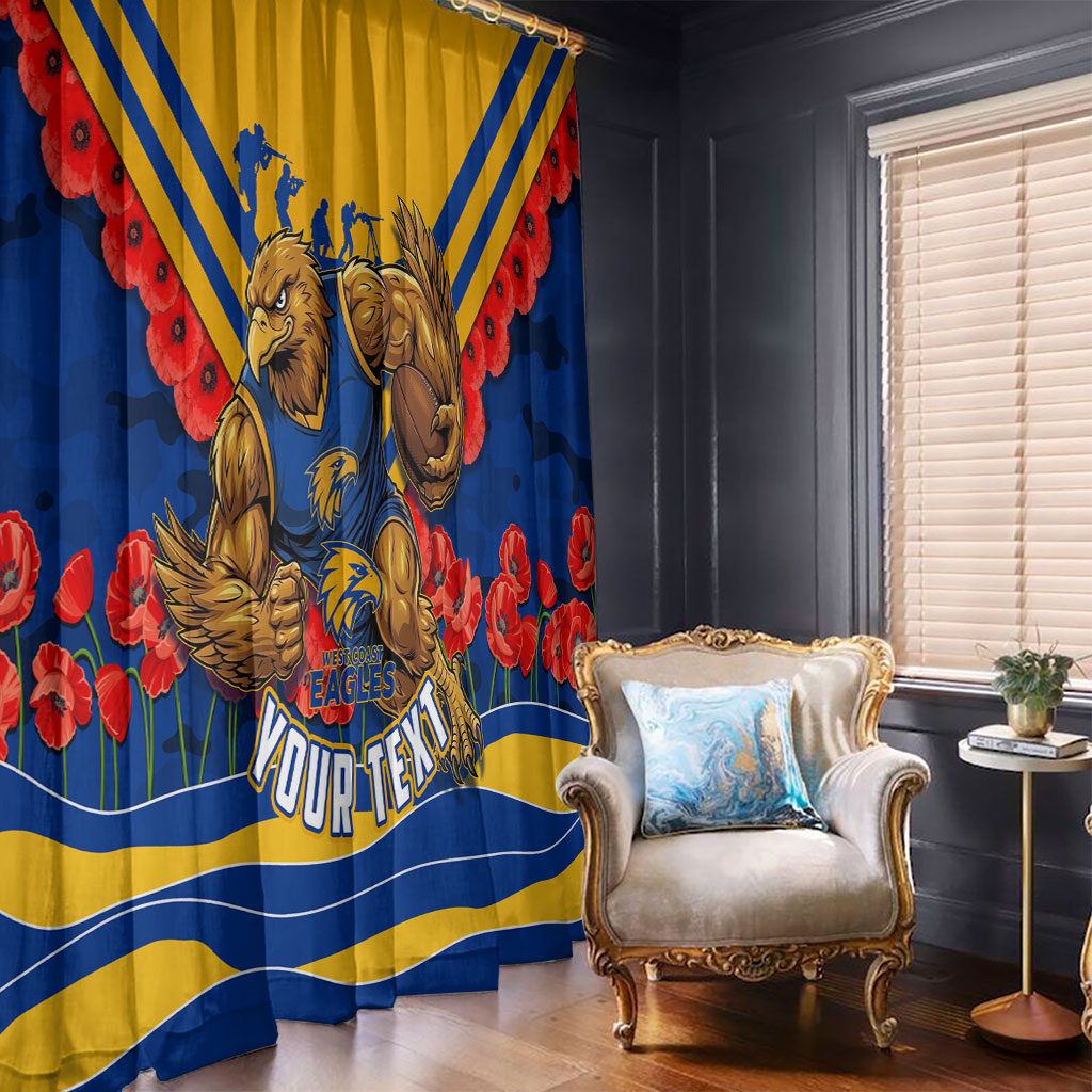 Personalised West Coast Eagles ANZAC Window Curtain Military Remembrance Australian Football Mascot Camouflage