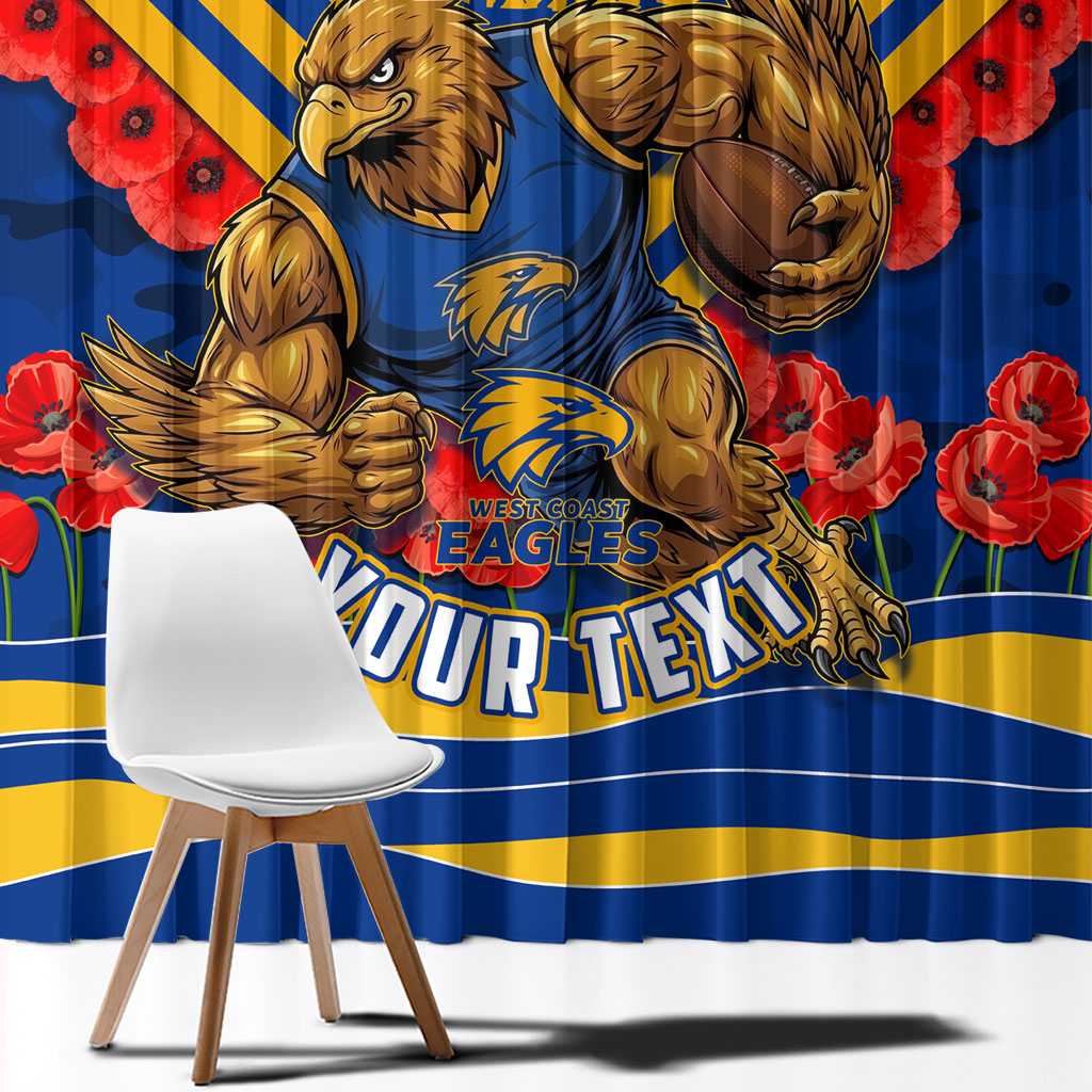 Personalised West Coast Eagles ANZAC Window Curtain Military Remembrance Australian Football Mascot Camouflage