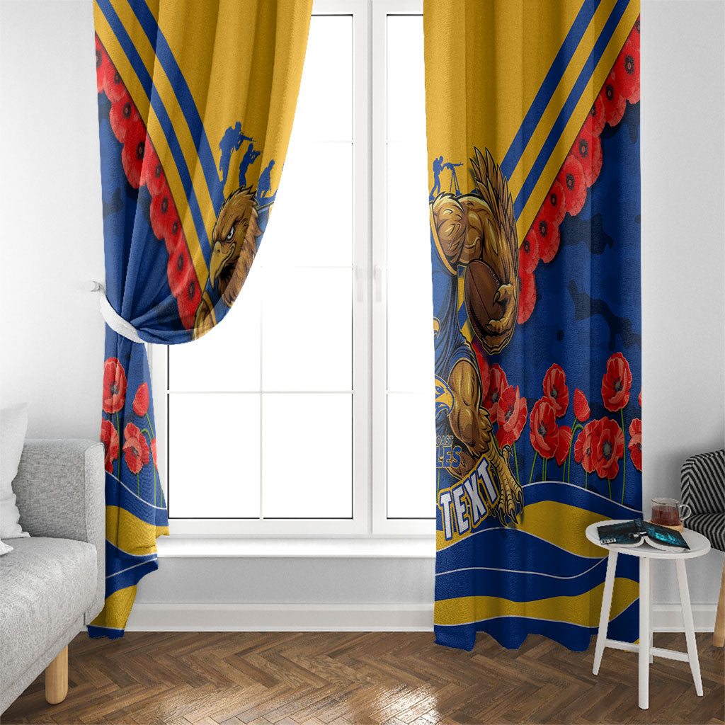 Personalised West Coast Eagles ANZAC Window Curtain Military Remembrance Australian Football Mascot Camouflage