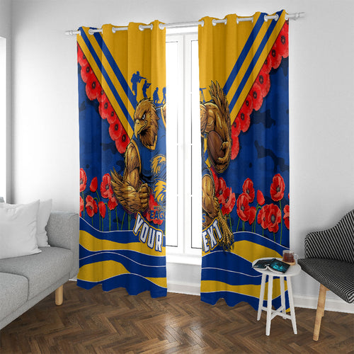 Personalised West Coast Eagles ANZAC Window Curtain Military Remembrance Australian Football Mascot Camouflage