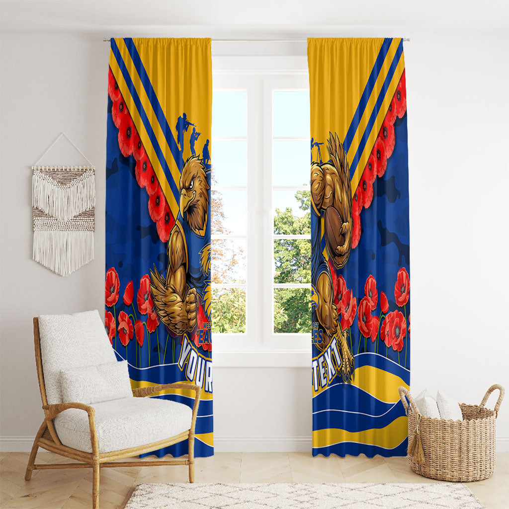 Personalised West Coast Eagles ANZAC Window Curtain Military Remembrance Australian Football Mascot Camouflage