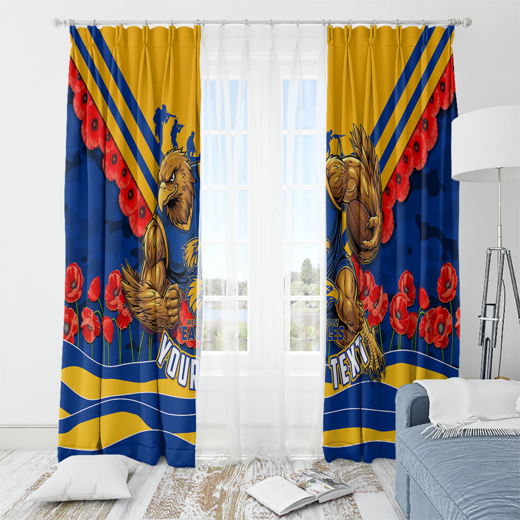 Personalised West Coast Eagles ANZAC Window Curtain Military Remembrance Australian Football Mascot Camouflage