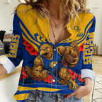Personalised West Coast Eagles ANZAC Women Casual Shirt Military Remembrance Australian Football Mascot Camouflage