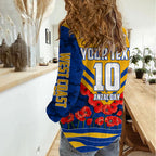 Personalised West Coast Eagles ANZAC Women Casual Shirt Military Remembrance Australian Football Mascot Camouflage