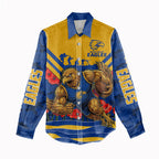 Personalised West Coast Eagles ANZAC Women Casual Shirt Military Remembrance Australian Football Mascot Camouflage