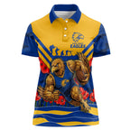 Personalised West Coast Eagles ANZAC Women Polo Shirt Military Remembrance Australian Football Mascot Camouflage