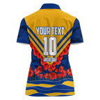 Personalised West Coast Eagles ANZAC Women Polo Shirt Military Remembrance Australian Football Mascot Camouflage