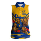 Personalised West Coast Eagles ANZAC Women Sleeveless Polo Shirt Military Remembrance Australian Football Mascot Camouflage