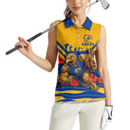 Personalised West Coast Eagles ANZAC Women Sleeveless Polo Shirt Military Remembrance Australian Football Mascot Camouflage