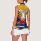Personalised West Coast Eagles ANZAC Women Sleeveless Polo Shirt Military Remembrance Australian Football Mascot Camouflage