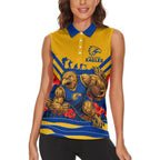 Personalised West Coast Eagles ANZAC Women Sleeveless Polo Shirt Military Remembrance Australian Football Mascot Camouflage