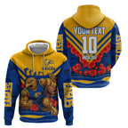 Personalised West Coast Eagles ANZAC Zip Hoodie Military Remembrance Australian Football Mascot Camouflage