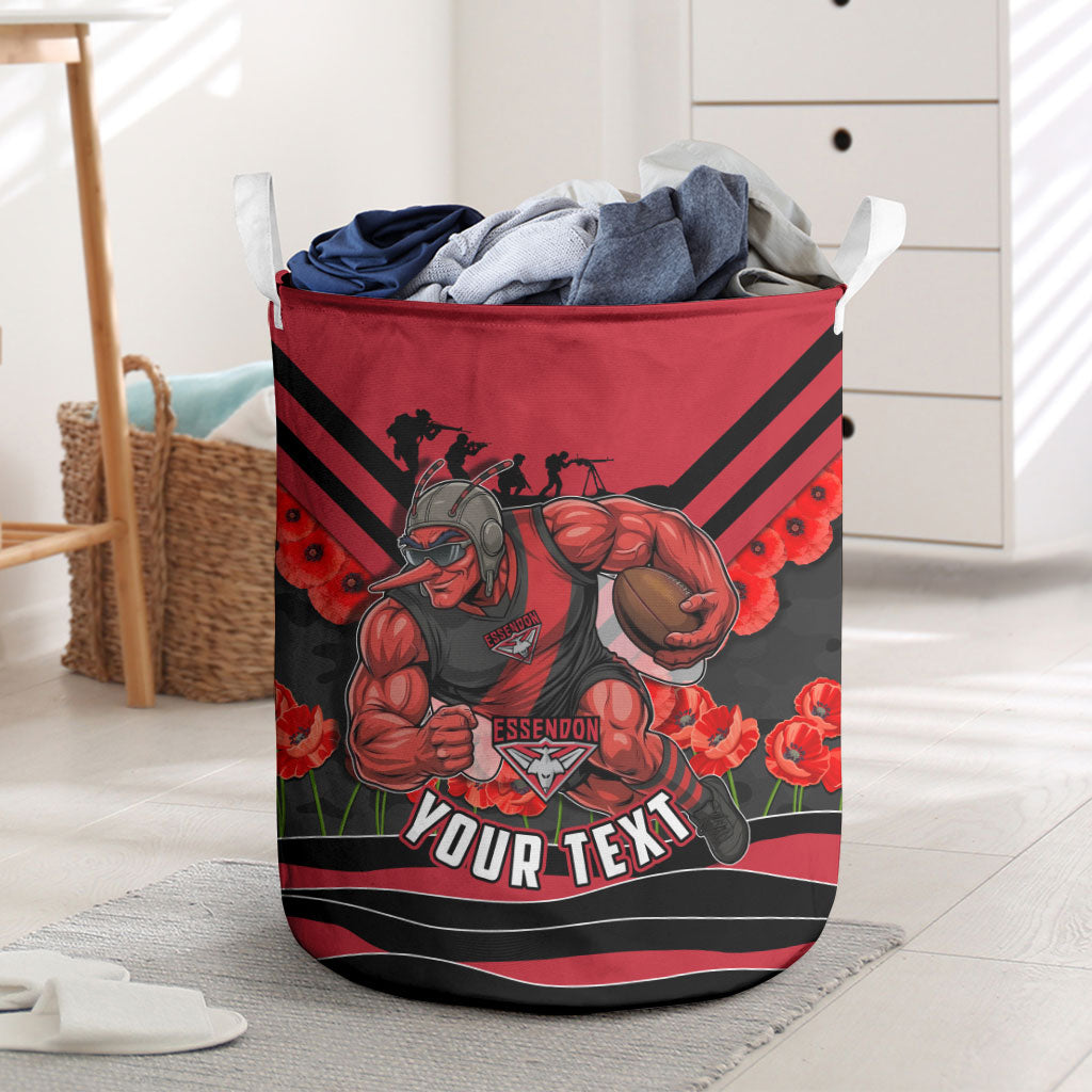 Personalised Essendon Bombers ANZAC Laundry Basket Military Remembrance Australian Football Mascot Camouflage