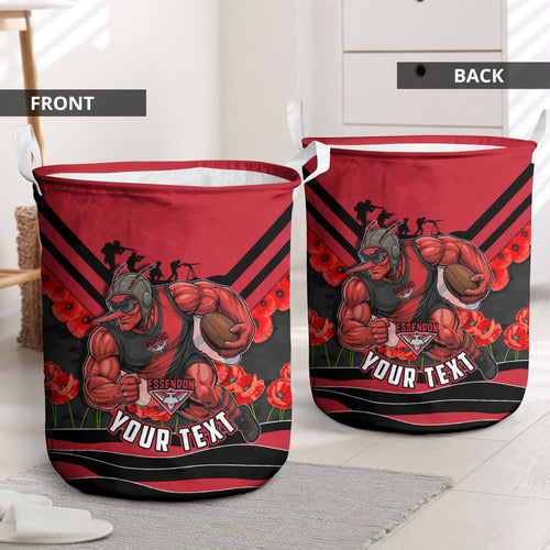 Personalised Essendon Bombers ANZAC Laundry Basket Military Remembrance Australian Football Mascot Camouflage