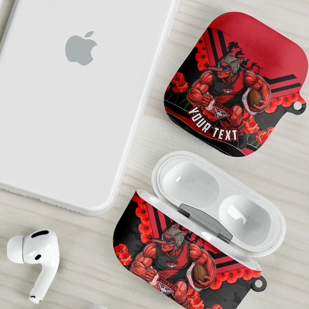Personalised Essendon Bombers ANZAC AirPods Case Military Remembrance Australian Football Mascot Camouflage