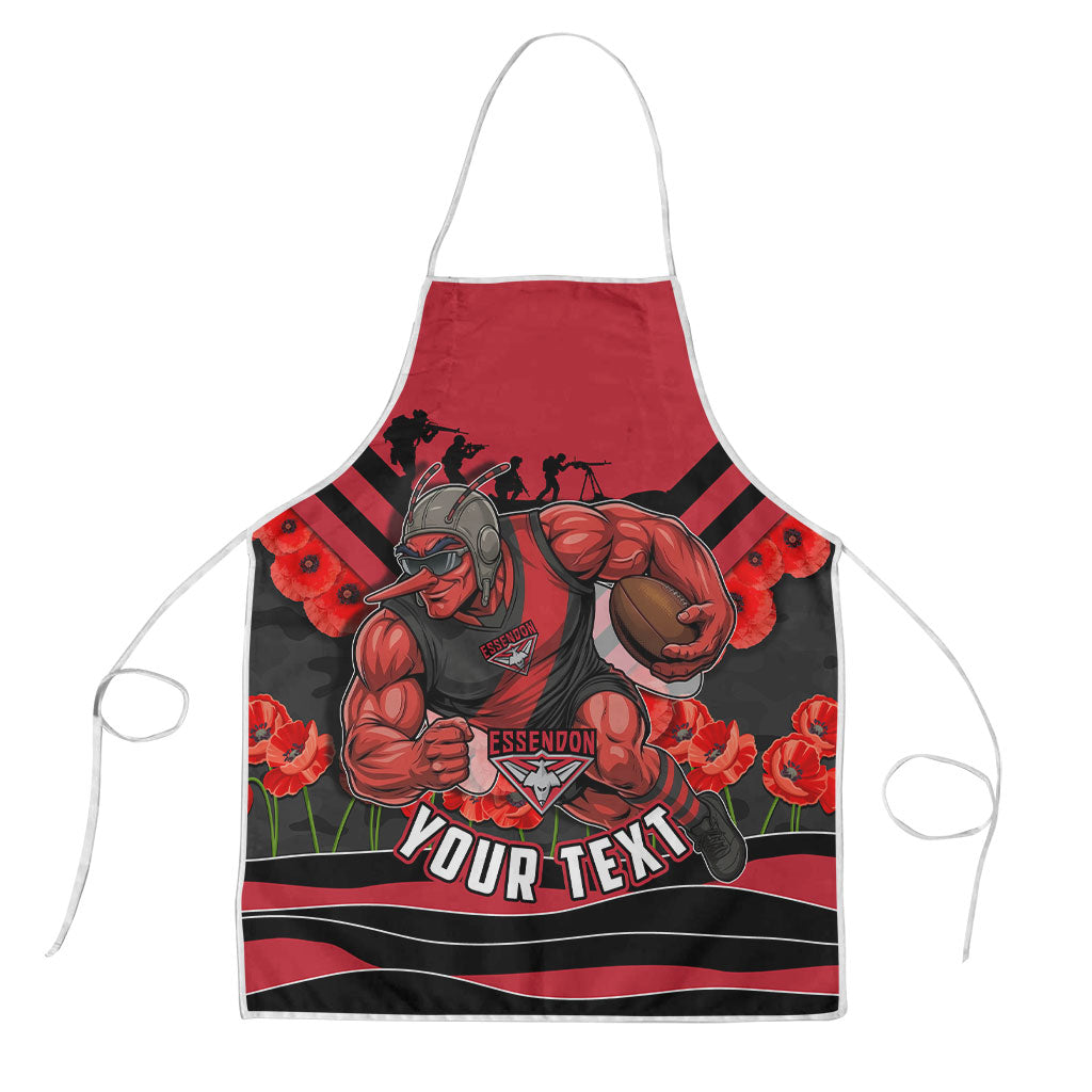 Personalised Essendon Bombers ANZAC Apron Military Remembrance Australian Football Mascot Camouflage