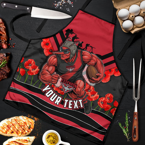 Personalised Essendon Bombers ANZAC Apron Military Remembrance Australian Football Mascot Camouflage