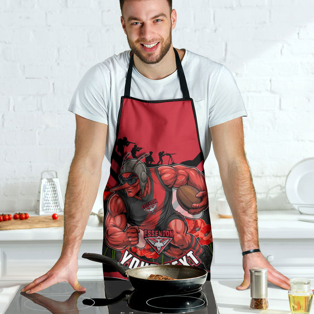 Personalised Essendon Bombers ANZAC Apron Military Remembrance Australian Football Mascot Camouflage