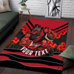 Personalised Essendon Bombers ANZAC Area Rug Military Remembrance Australian Football Mascot Camouflage
