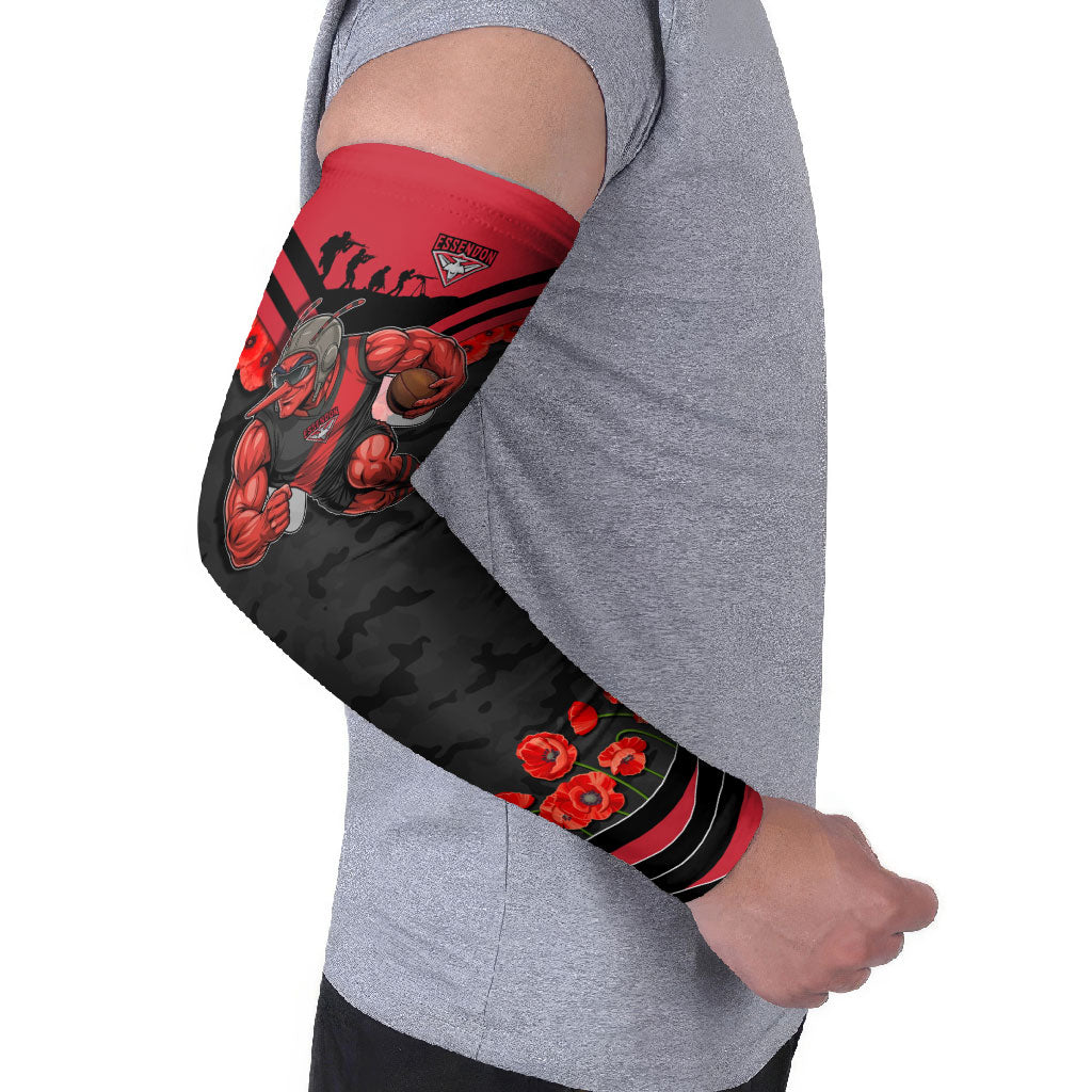 Personalised Essendon Bombers ANZAC Arm Sleeves Military Remembrance Australian Football Mascot Camouflage