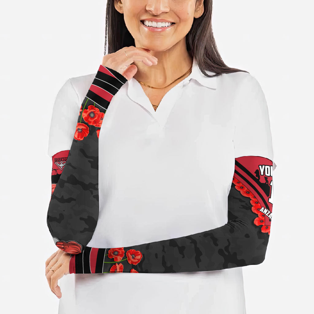 Personalised Essendon Bombers ANZAC Arm Sleeves Military Remembrance Australian Football Mascot Camouflage